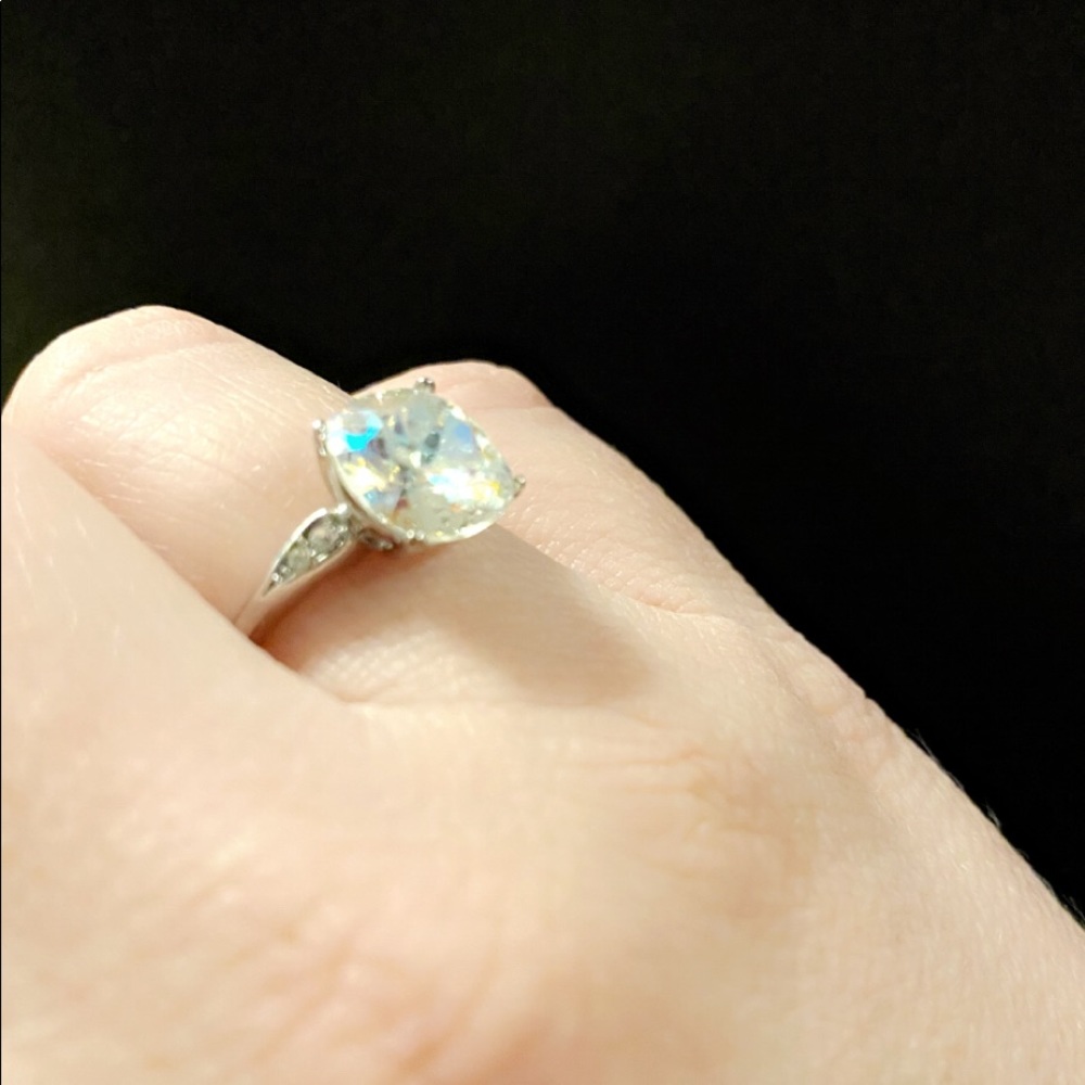 Silver ring, size 7, square stone